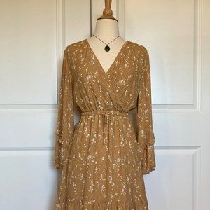 Anthropologie Women's Dolan Yellow and White Wrap-style Dress XS